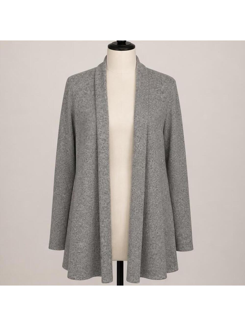 White House Black Market Gray Open Front Cardigan Sweater Medium
